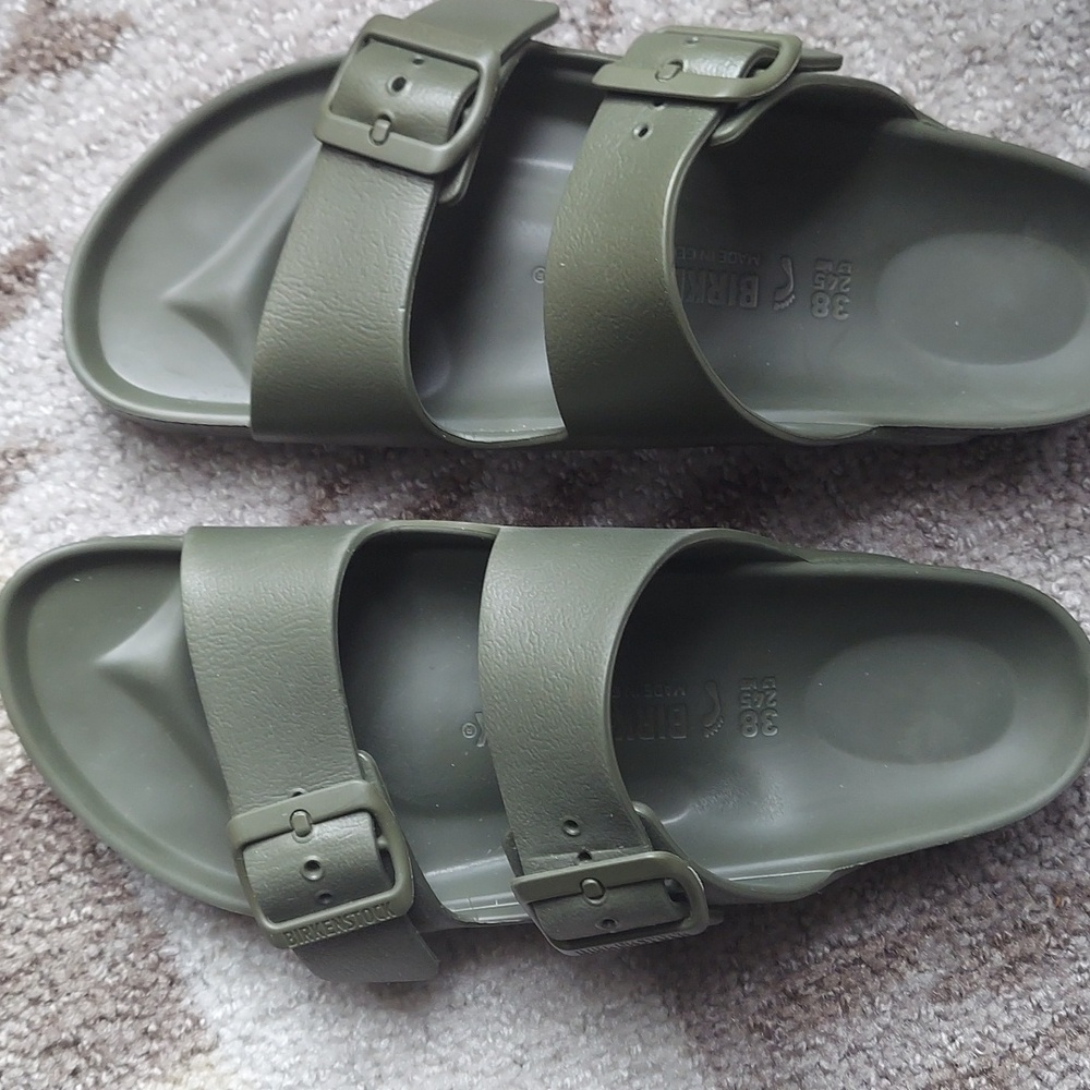 Birkenstock Dark Green 2 Strap Slide Sandals
